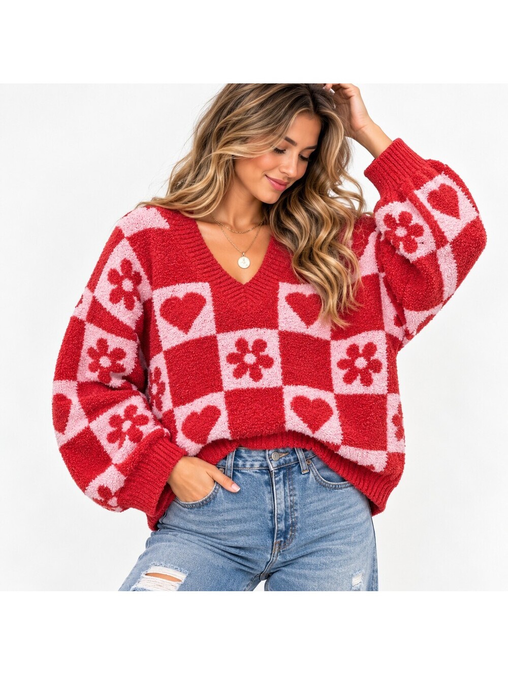 POL Women's Size Large Oversized Boho Cable Knit [COPY]